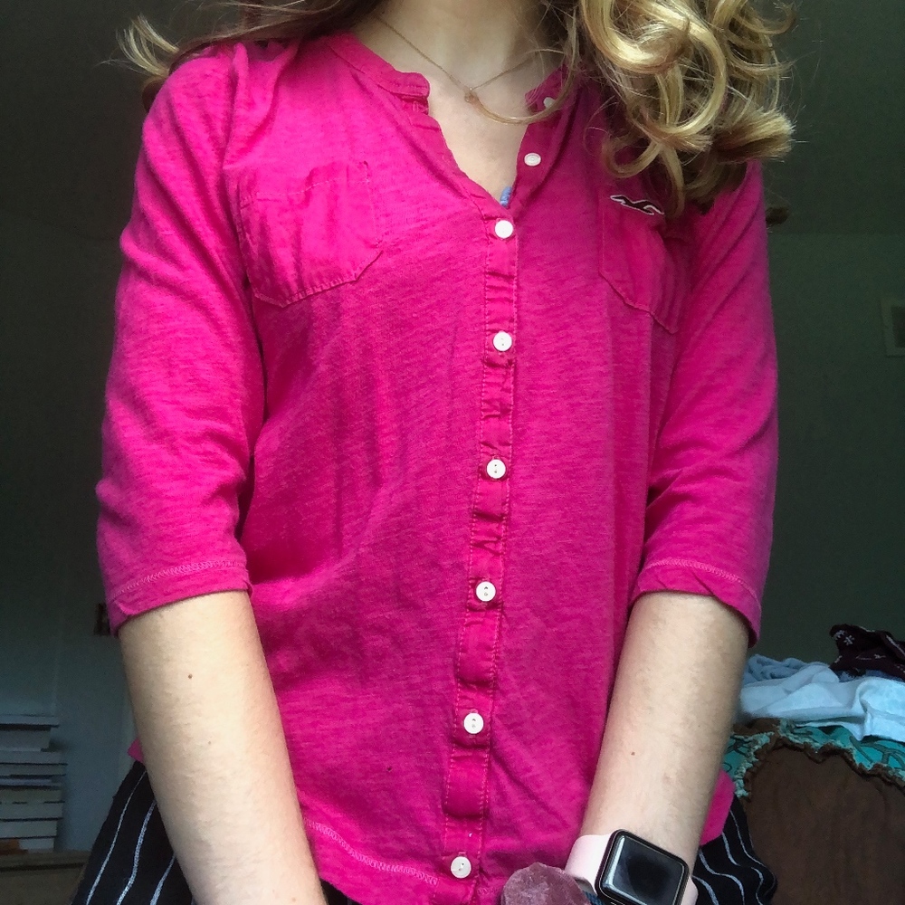 Pink quarter length sleeve